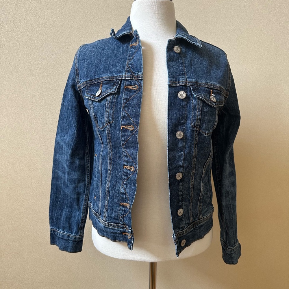 Old Navy Blue Jean Jacket with Contrast Stitching - Picture 1 of 5